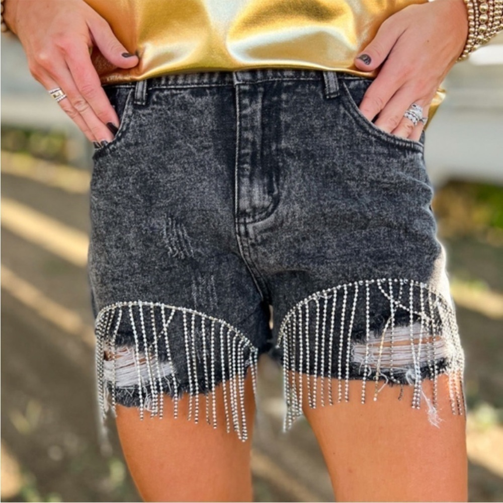 Savanna Jane Rhinestone Cowgirl Jean Shorts NWT